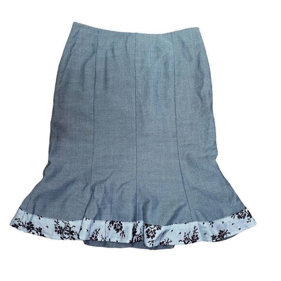 Rebecca Taylor Womens Wool Skirt Size 2 Ruffle Hem Brown Lace Blue Gray - Picture 1 of 4